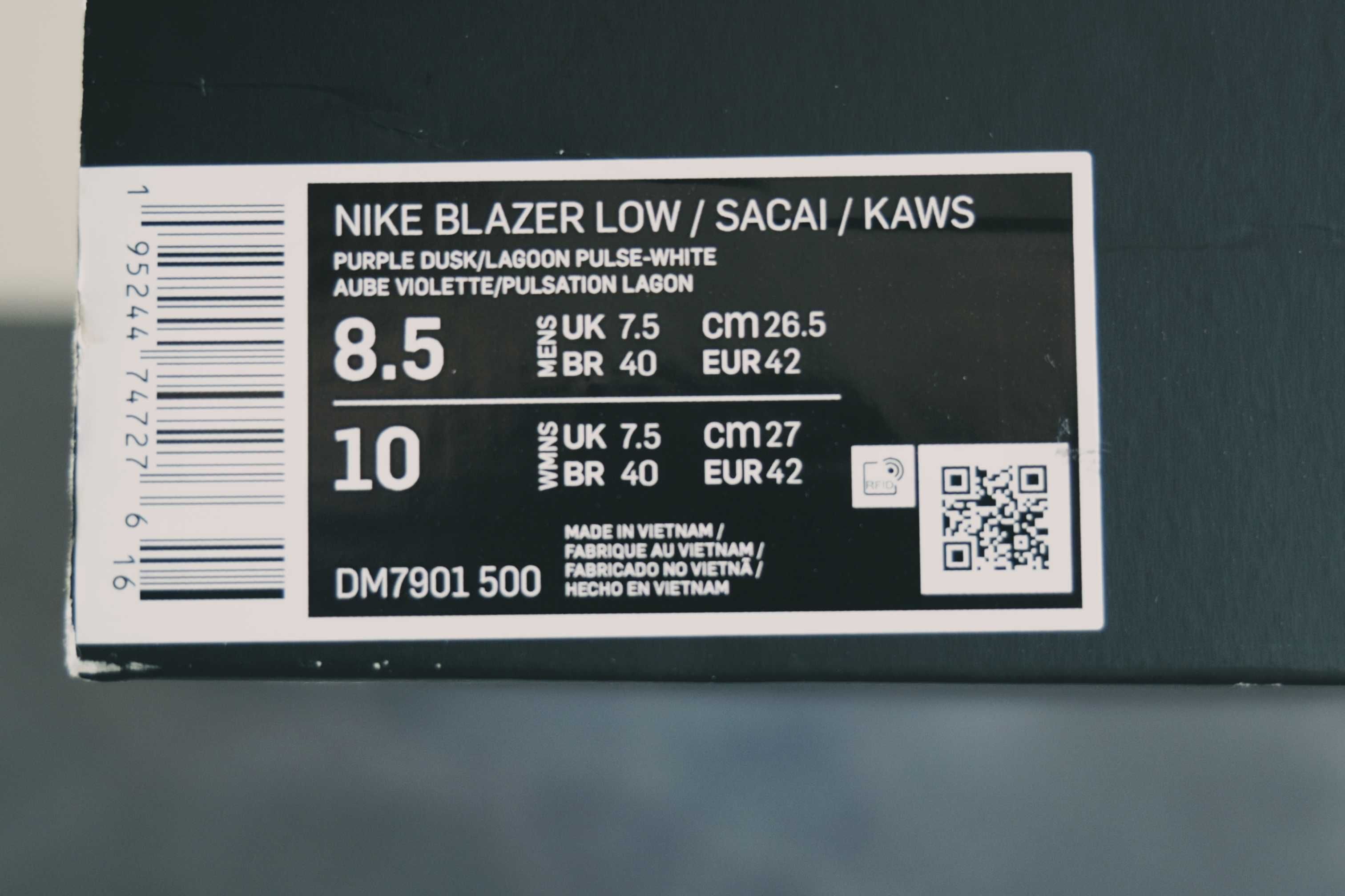 Нови! Nike x KAWS x Sacai Blazer Low "Purple Dusk" - 42 номер