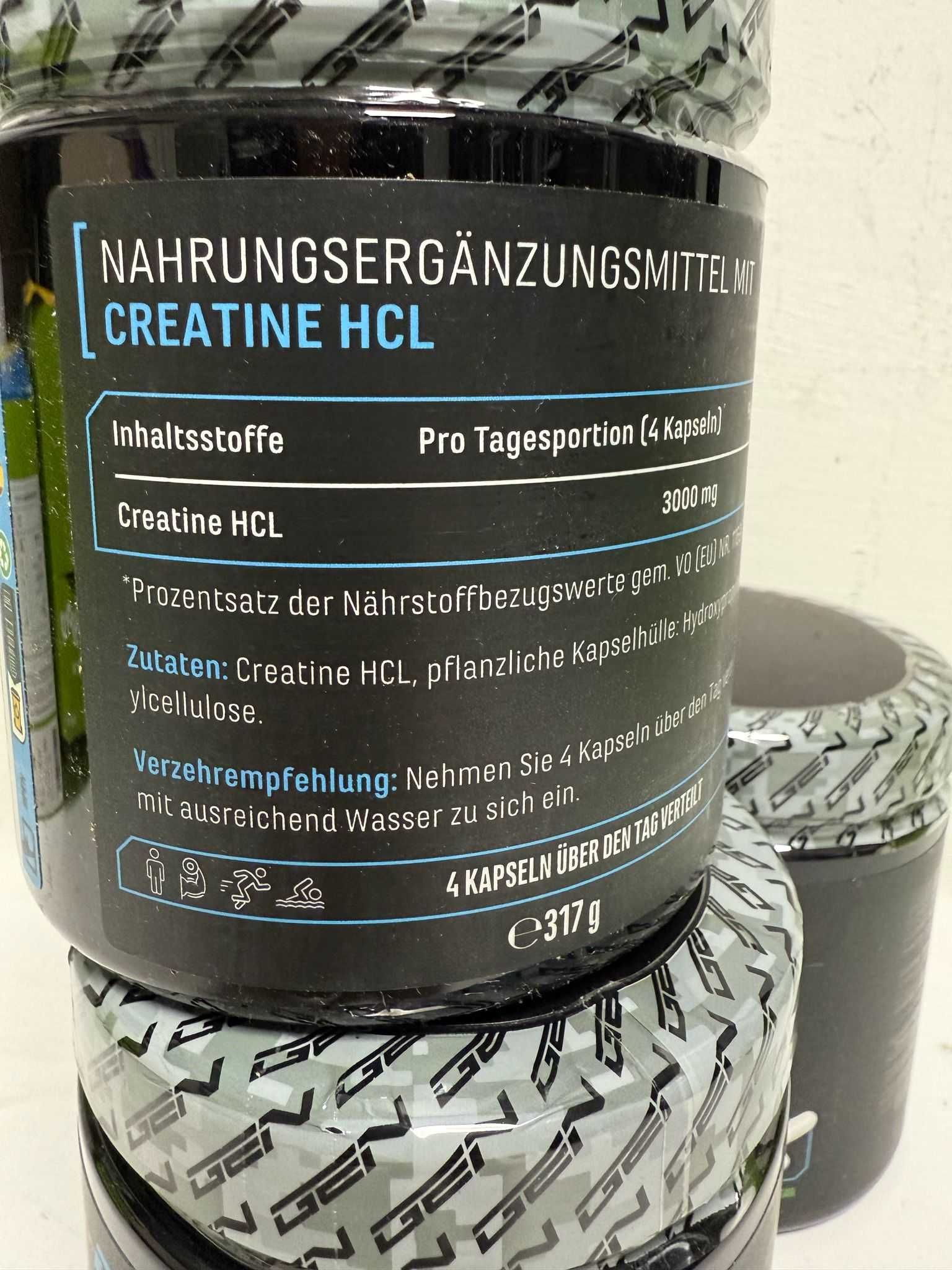 Creatina HCL 3000- 365 caps 3000 mg-Clorhidrat de creatină pură