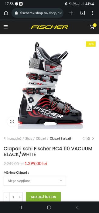 Vand Clapari schi Fischer RC4 110 VACUUM BLACK/WHITE Termoformabili