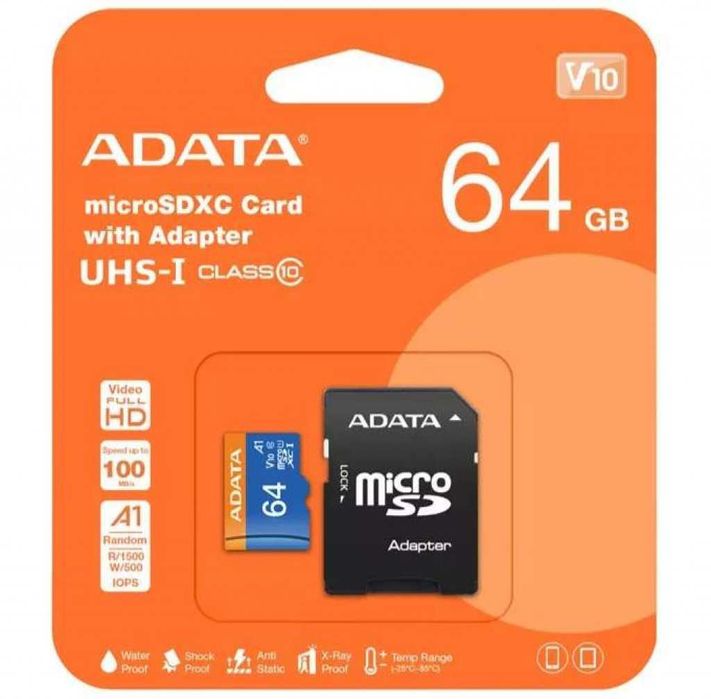 MicroSD карта памет, 80MB/s, 64GB