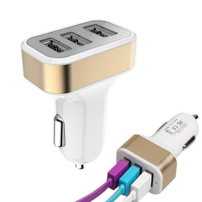 Зарядно,адаптер, кабел за кола,автомобил с 3 USB порт,телефон,смартфон