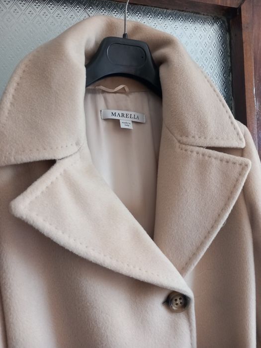 Палто Марела, Италия – вълна колекция есен–зима с кожена, лисица яка