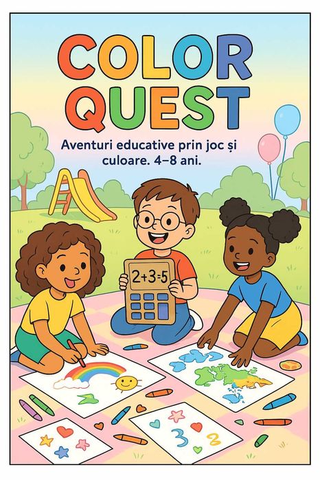 Dosar de colorat A4. - Color Quest - Varsta 4-8 ani, 96 de pagini.