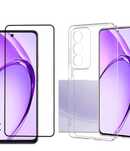 Husa Silicon Transparent si Folie Sticla Curbata - OPPO A40/A60/A80