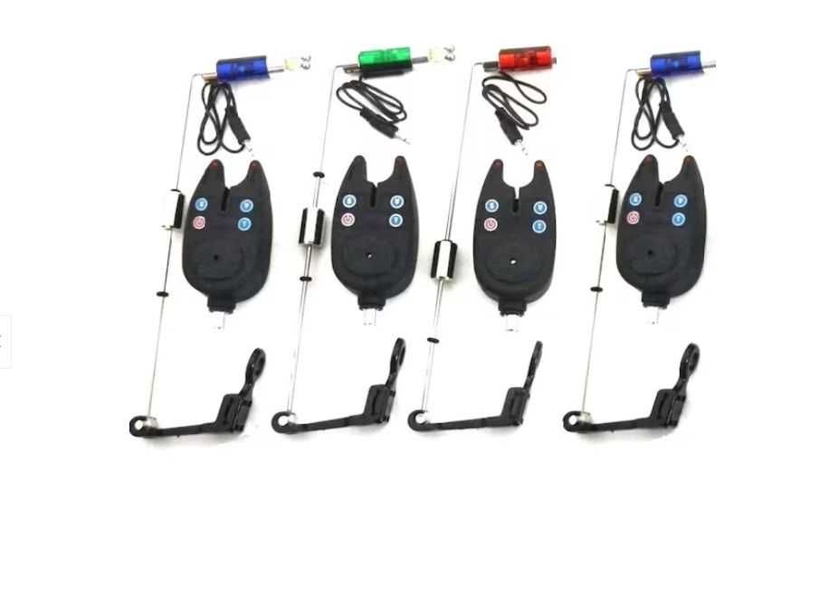 Set 4 senzori/avertizori pescuit + 4 swingere cu led