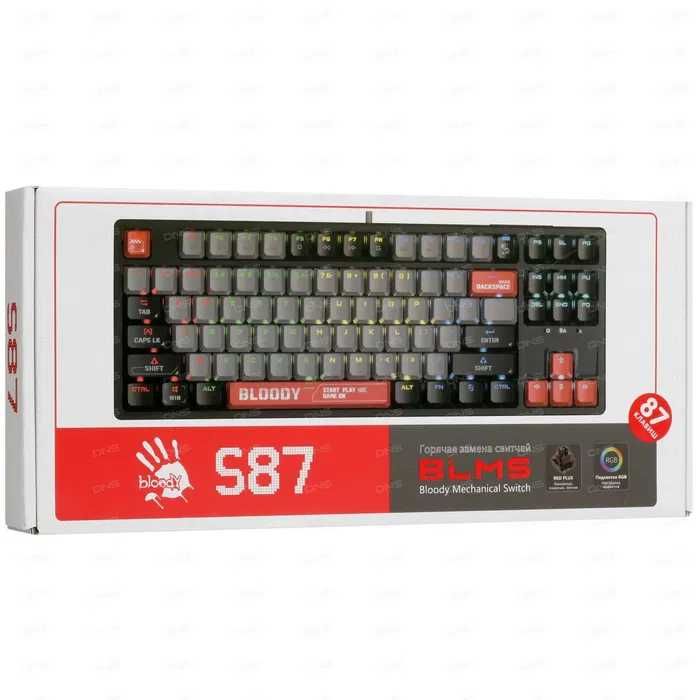 Игровая проводная клавиатура  Bloody S87 (ENERGY WHITE) RED SWITCH 1.4