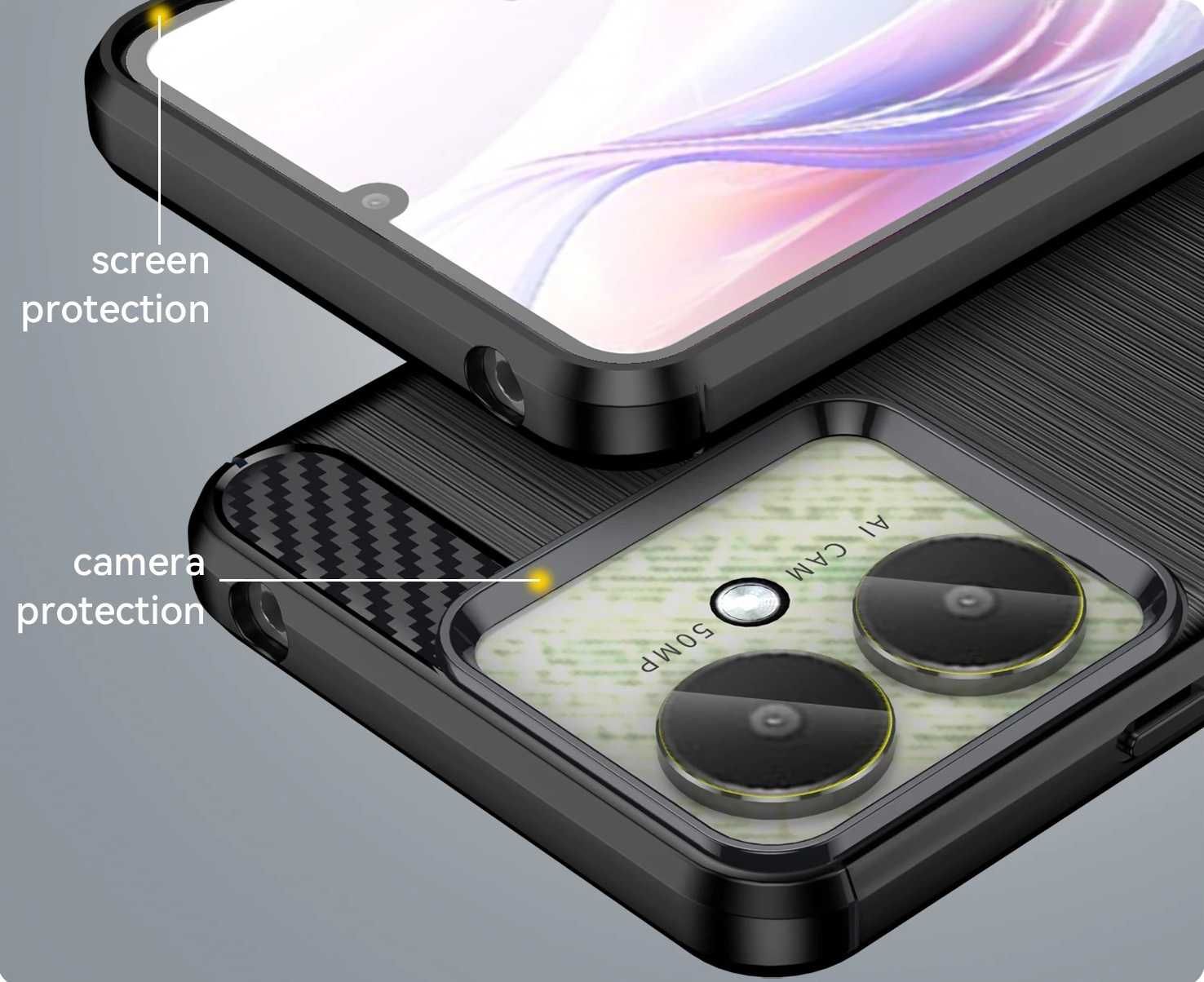 Xiaomi Redmi 13C / 12C / 10C - Удароустойчив Кейс Гръб CARBON