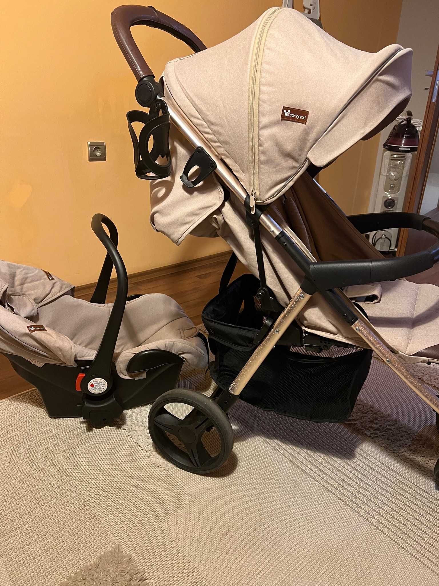 бебешка детска количка Cangaroo,  3 в 1 , бежов