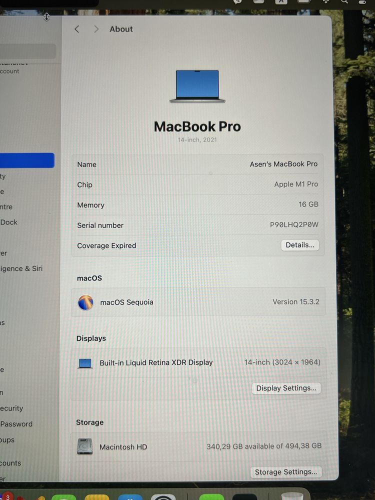 MacBook Pro 14” (M1 Pro, 16GB RAM, 512GB SSD)