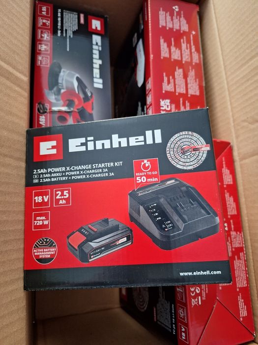 Комплект Einhell - акумулаторни бормашина, прободен трион и ъглошлайф,