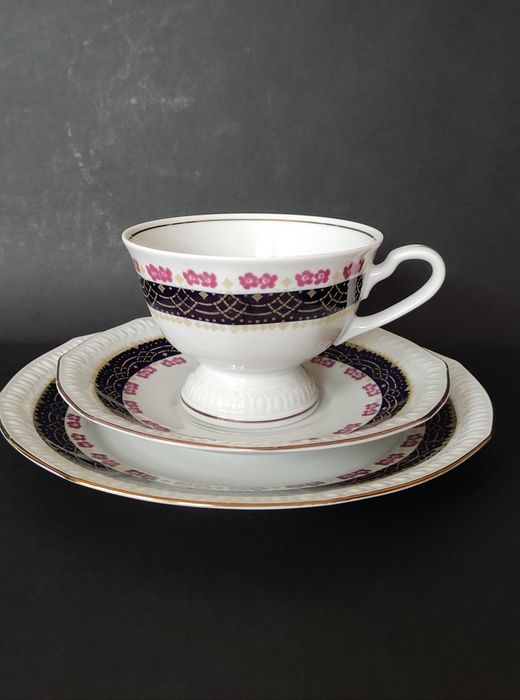 Colditz ГДР един много фин и крехък троен сет за чай/дълго кафе