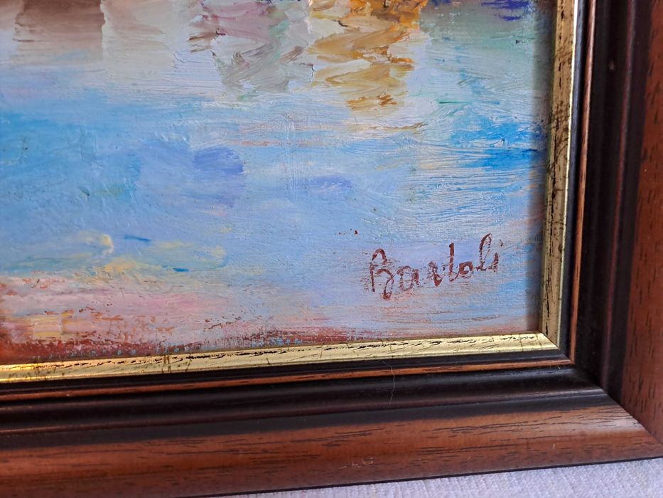 tablou vechi pictura pe panza 49/41 cm semnat Bartoli