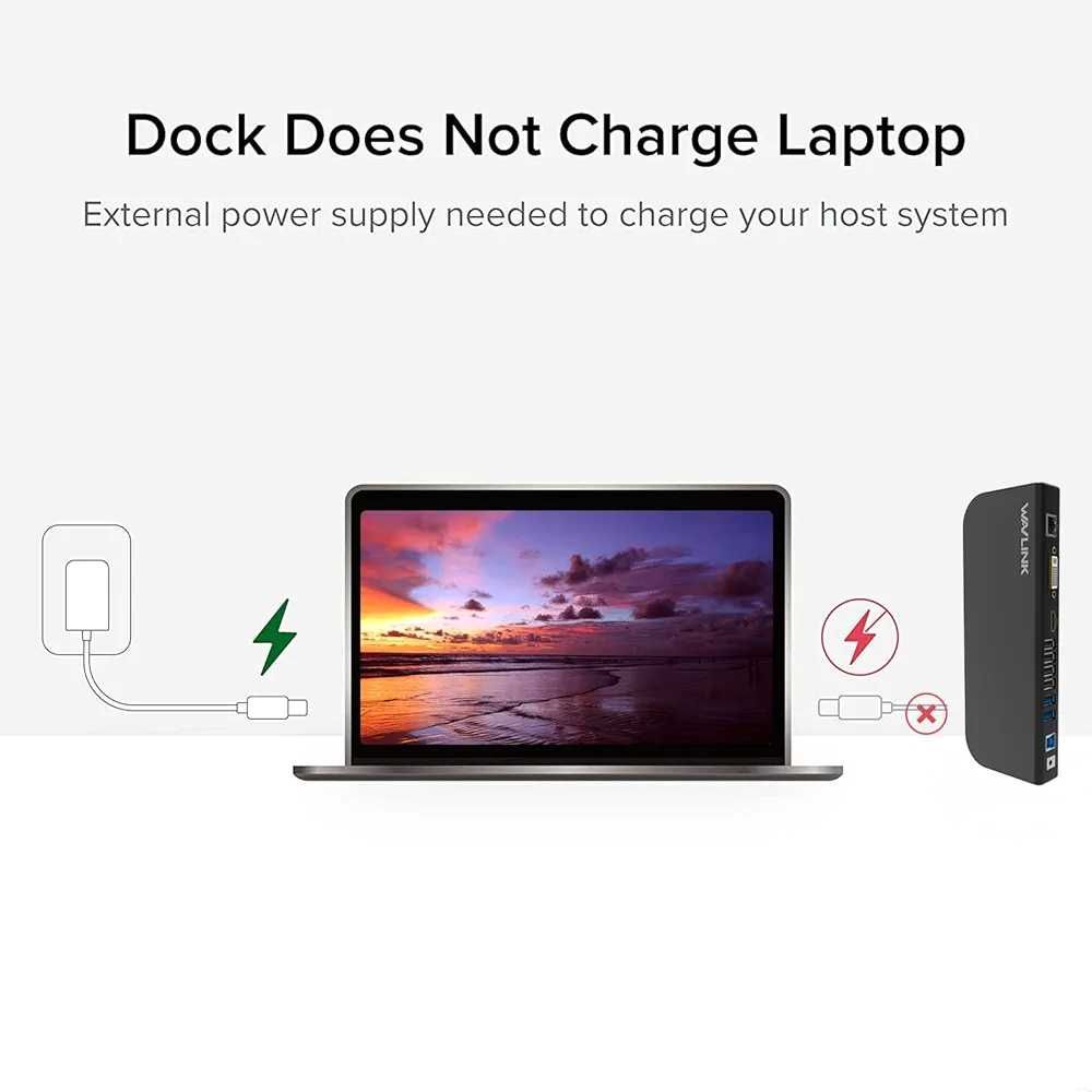 Wavlink USB 3.0 за два монитора, HDMI и DVI/VGA с Ethernet, аудио...