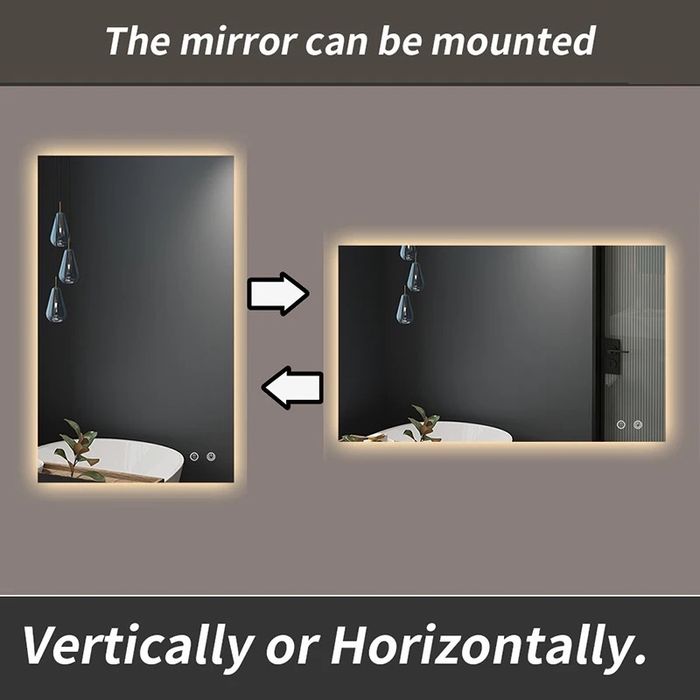 Oglinda baie led , 90x60 , functie dezaburire,montaj vertical-orizonta