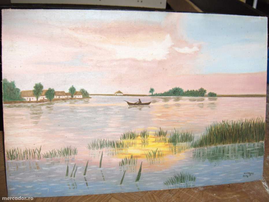 tablou vechi ,peisaj din delta