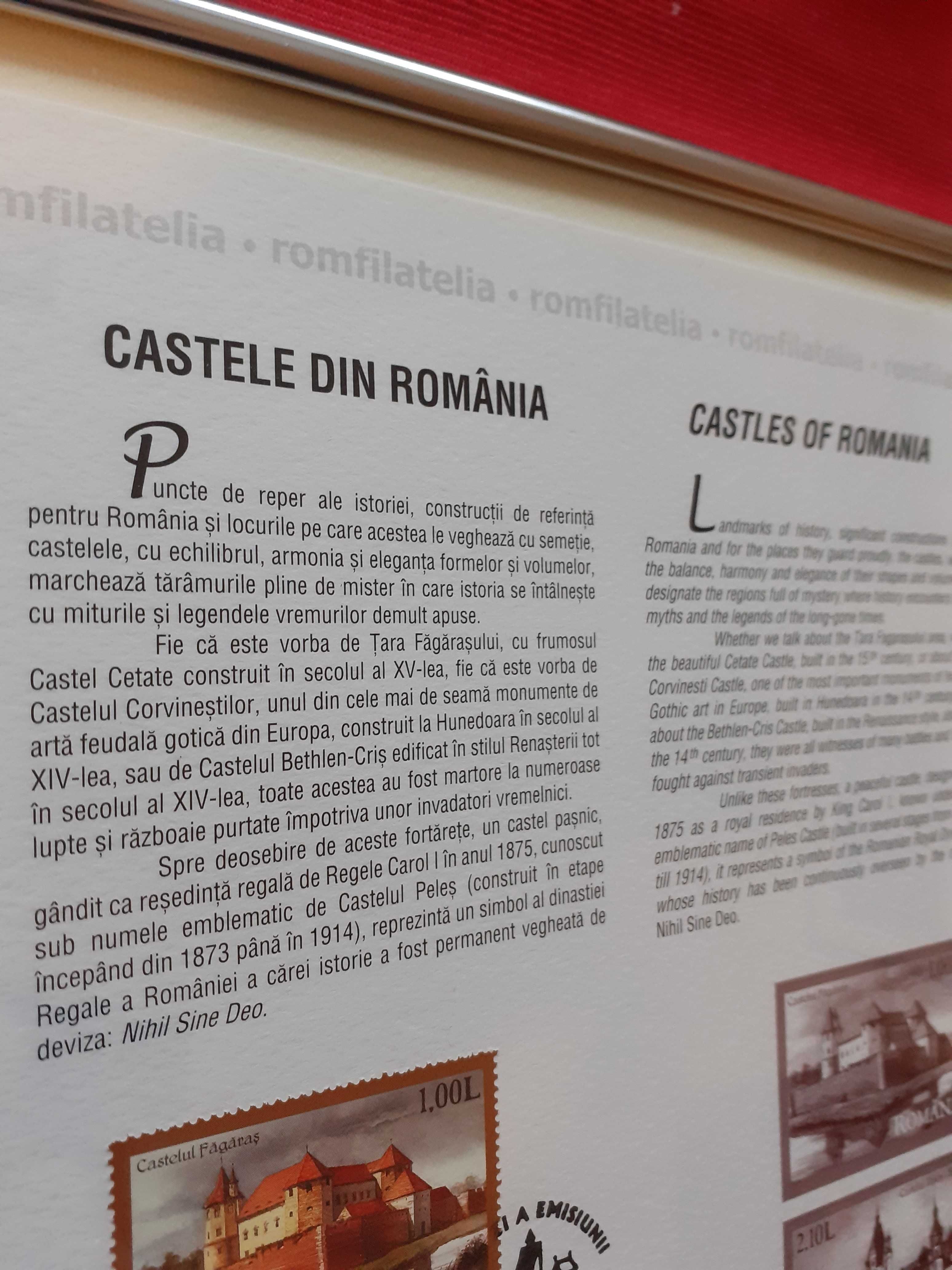 Document filatelic oficial "Castele din România" - piesă de colecție