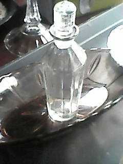 Platou oval,sticla Boemia,23cm+3 recipiente ulei,otet,sos
