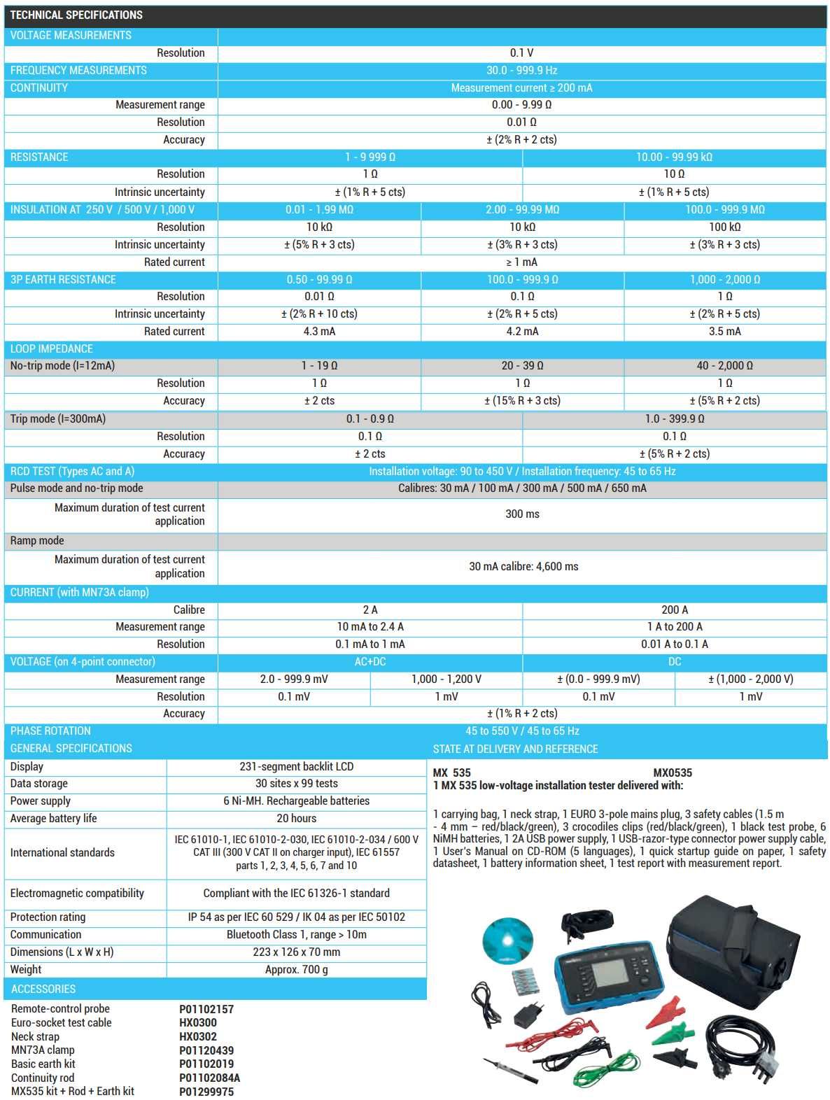 Tester Multifunctional Chauvin Arnoux MX535 include priza de pamant