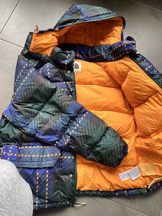 Мъжко яке пухенка North Face L синьо зелено каре