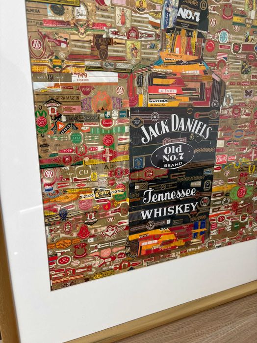 Картина колаж от бандероли на пури Джак Даниелс Jack Daniels уиски
