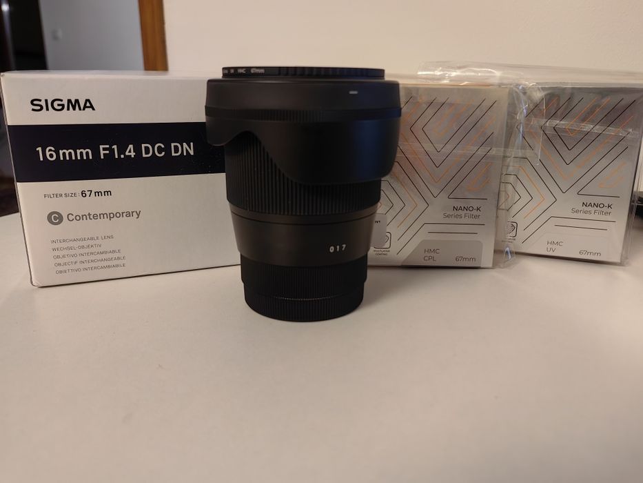 Обектив Сигма Sigma 16mm f1,4 DC DN Canon EF-M + cpl Filter +UV филтър