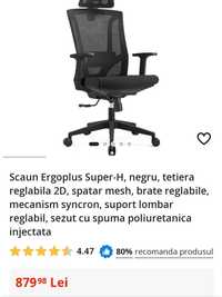 Scaun Ergonomic Super-H, negru