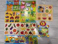 Vand  9 jocuri puzzle + panou activitati copii ca noi