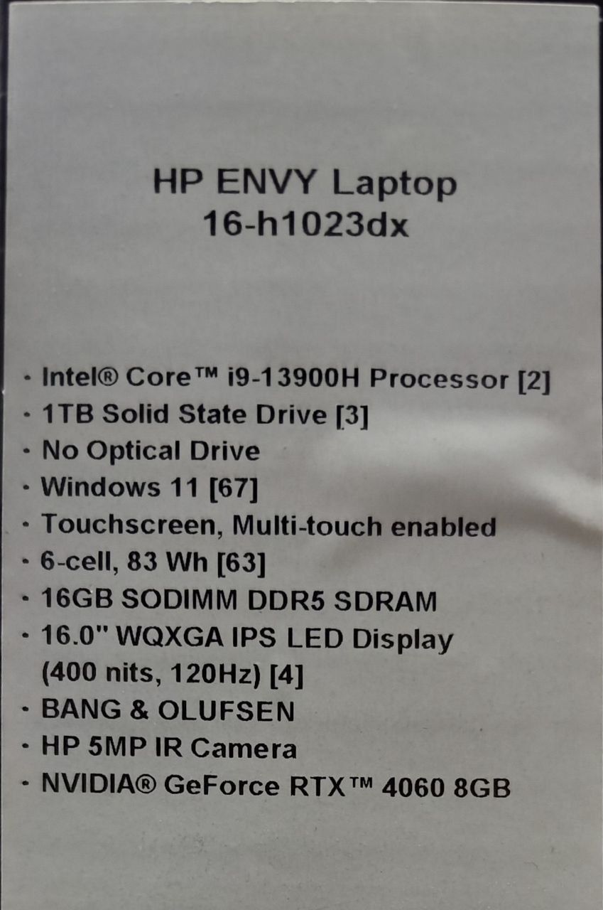 HP Envy      16.0