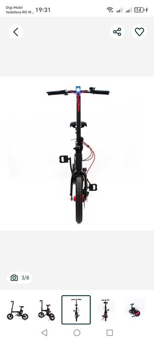 iVELO Bicicleta elec pliabila baterie LG LI-ion 7.8Ah 50km,bluetooth