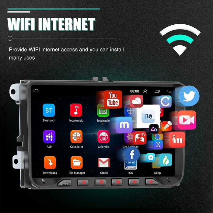 9” 2-DIN мултимедия за Volkswagen-SEAT-Skoda Android 14   4/64GB