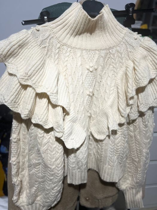 Pulover volane zara S damă crem