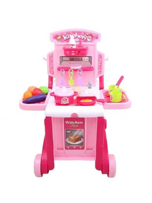 Детская кухня с продуктами на колесах (набор из 25 предметов)