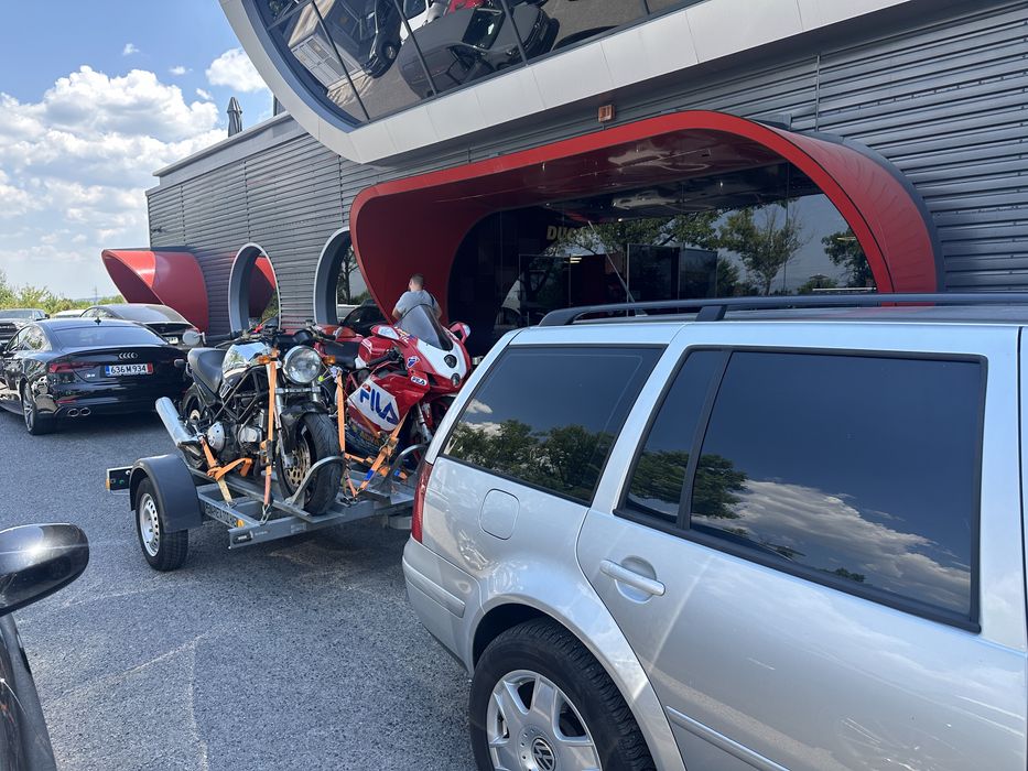 Ремаркета / платформи / колесари за превоз на мотори и АТВ под наем