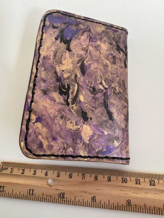 Portofel handmade piele naturală – vopsit manual, unicat