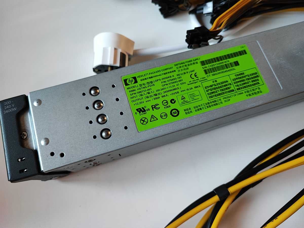 Професионално ОКАБЕЛЕНО Майнинг сървърно Захранване HP 2400/2450W