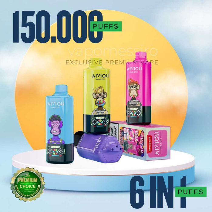 Noul Waspe 150.000 puffuri 6in 1 cu cap Rotativ Ecran Shadow Display