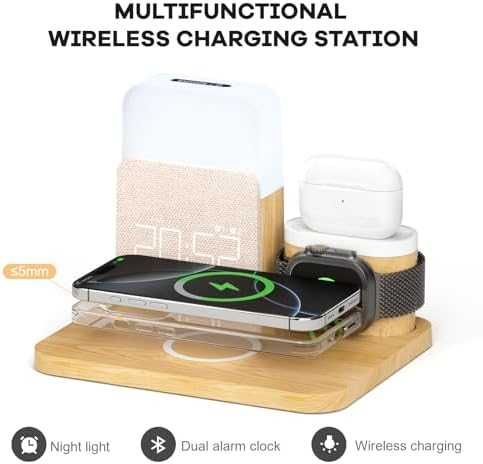 Нова Зарядна станция с аларма, лампа и MagSafe за iPhone/Watch/Pods