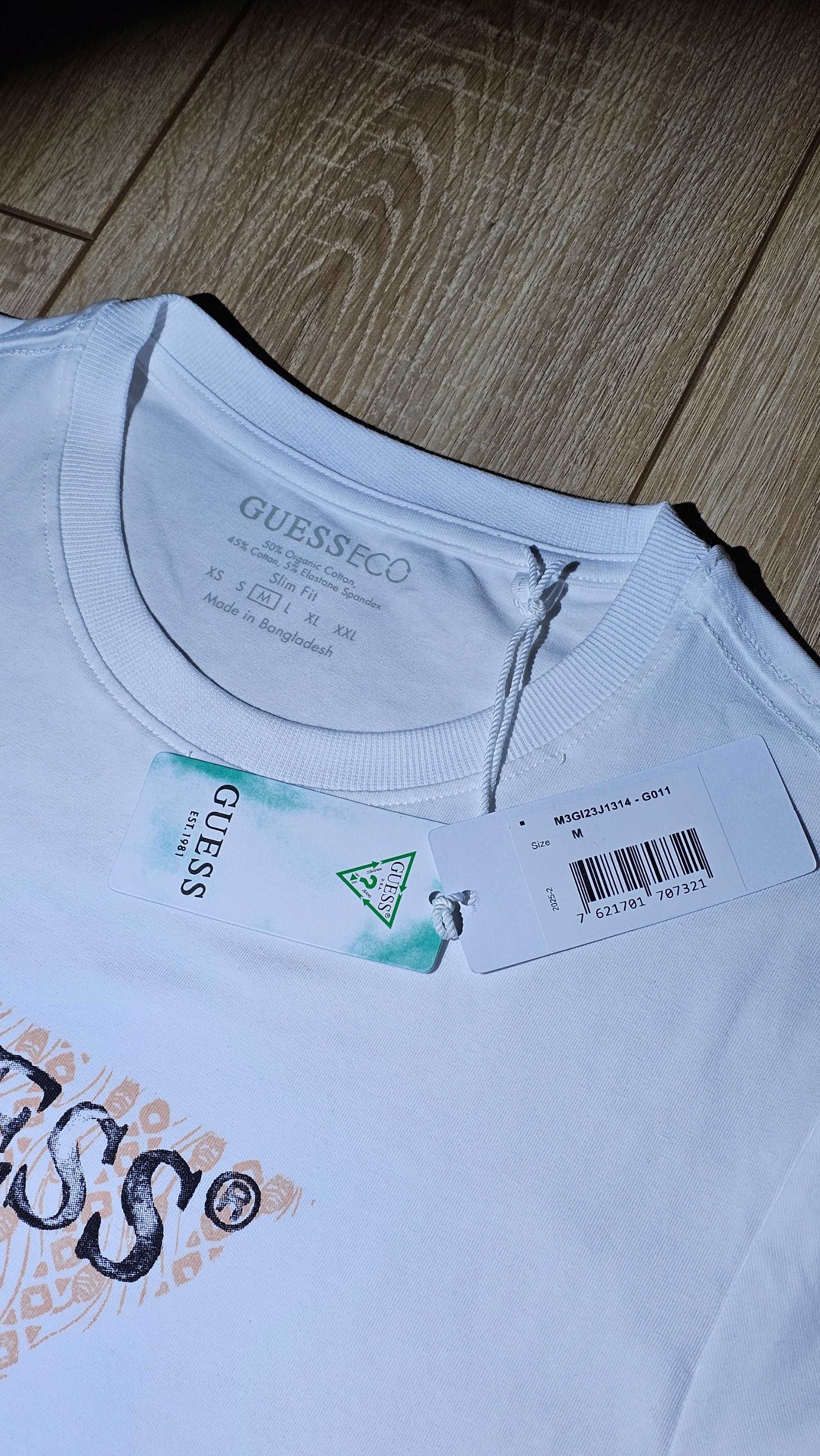 Оригинална Мъжка Бяла Тениска Guess