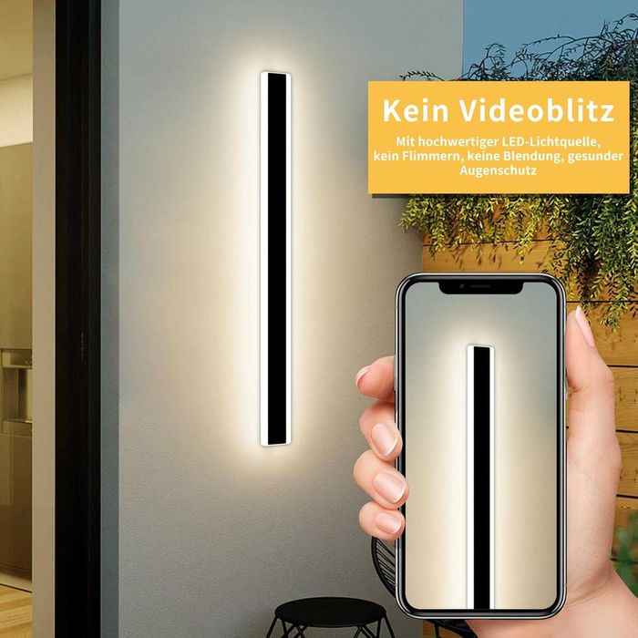 Модерен 80см външен стенен аплик IP65 с 3 цвята светлина