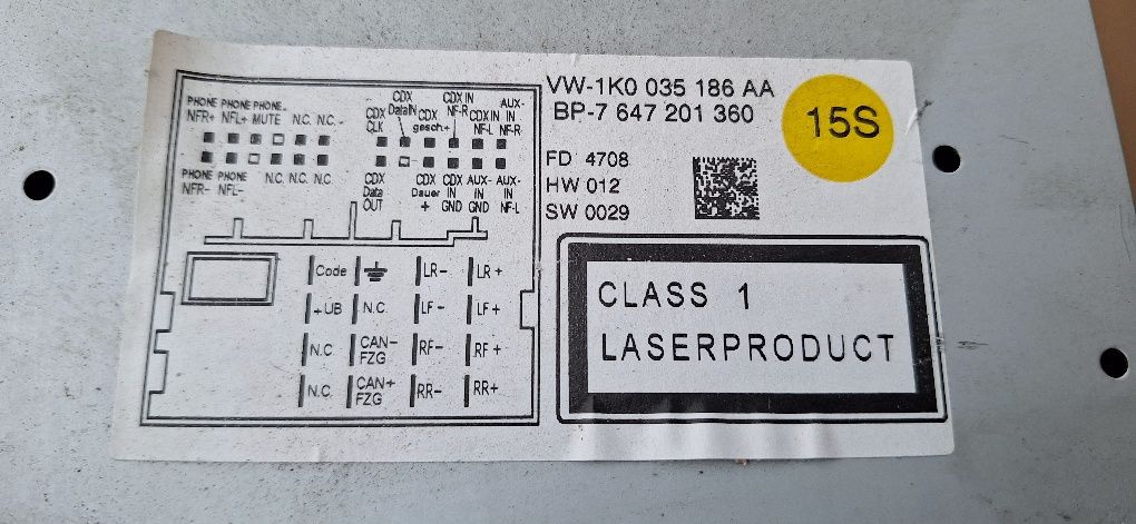 CD радио BLAUPUNKT за VW GOLF 6 1K0 035 186 AA