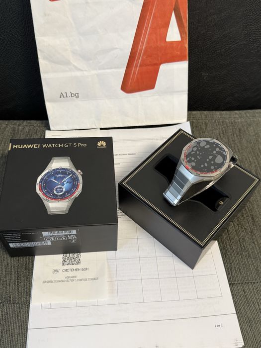 ***Чисто НОВ 46mm Huawei Watch GT 5 Pro Yettel Гаранция 2027 Titanium