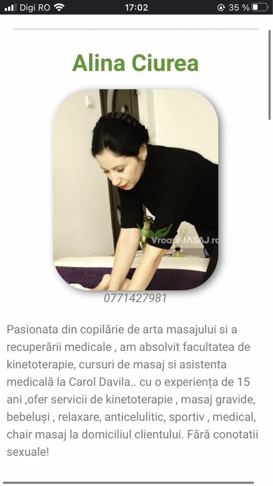 Kinetoterapie/Masaj gravidei/bebelusi/adulti