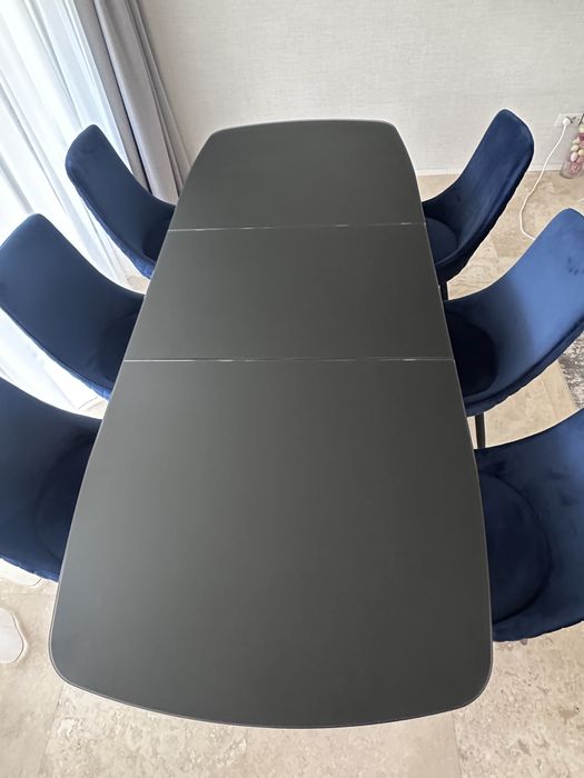 Vand masa sticla neagra living extensibila, stare excelenta