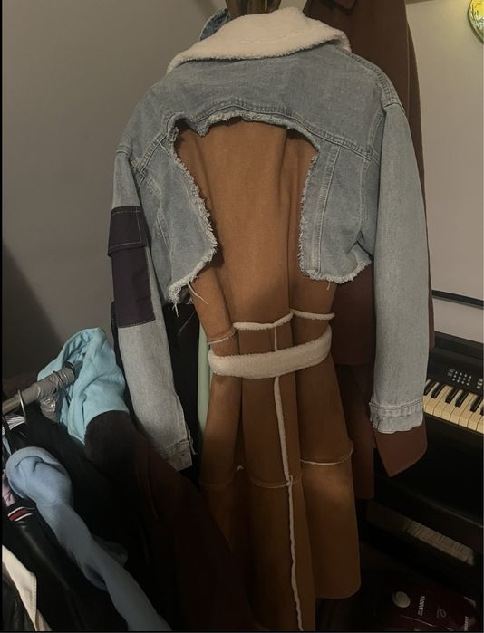 Cojoc imblanit cu maneci din denim