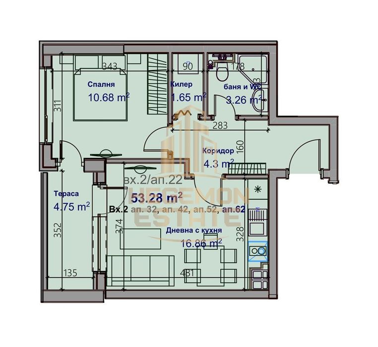 Продава се Двустаен апартамент в Варна, Младост 2 - 64 кв.м за 1954 €/кв.м - Снимка #4