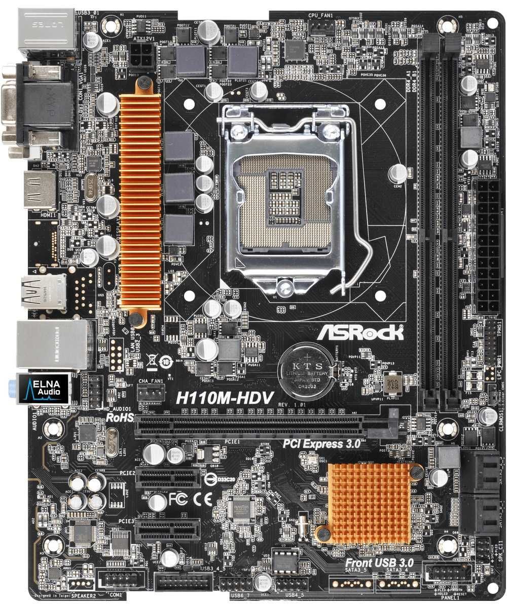 Дъно Дънна платка ASRock H110M-HDV LGA 1151 32GB DDR4 Micro ATX