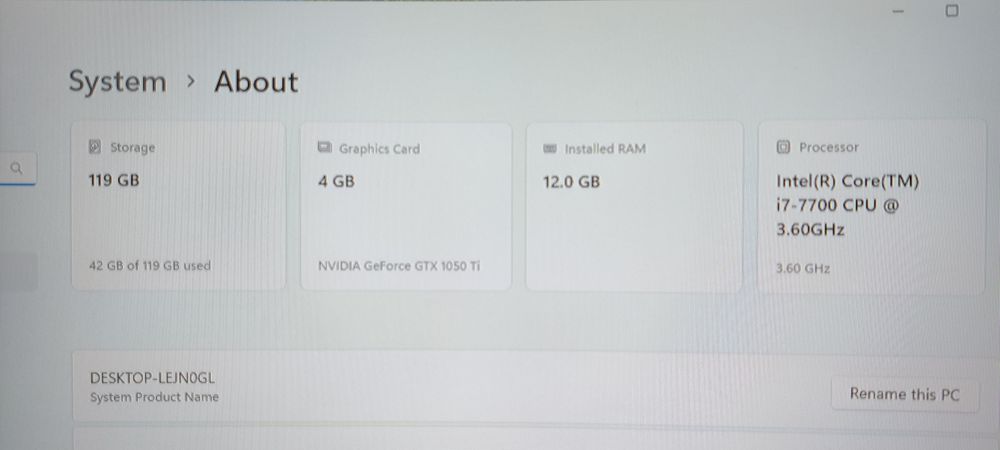 Unitatea PC i7 gen a 7