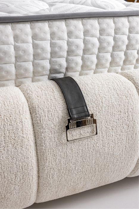 Тапицирано легло Premium Перлено бяло