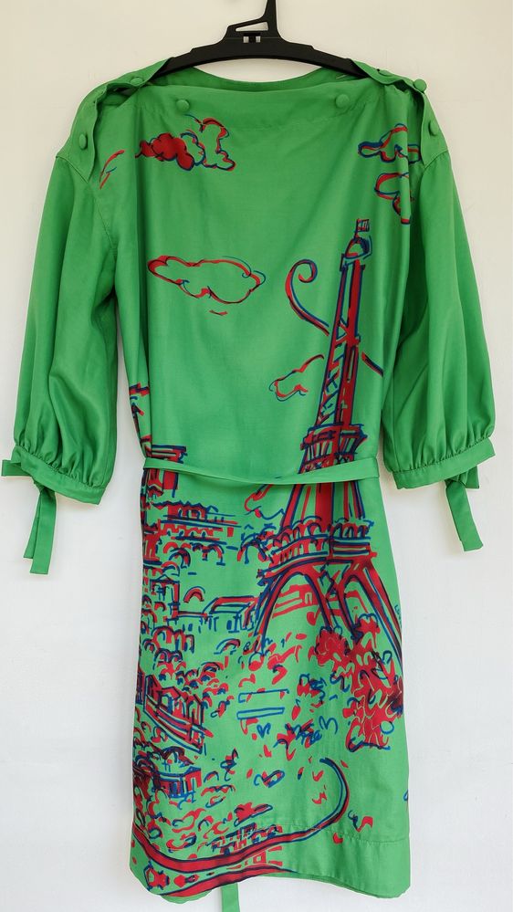 Rochie de ocazie Louis Vuitton, verde smarald, marime S, Tour Eiffel