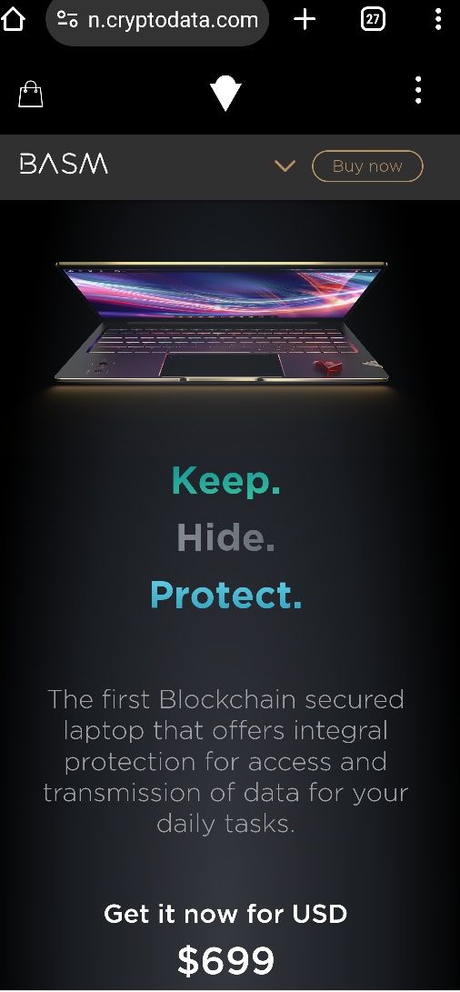 Laptop securizat Basm by Cryptodata, nou